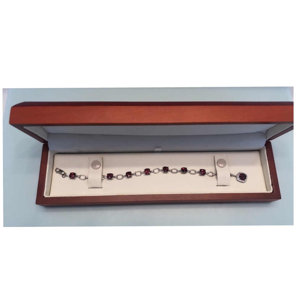 Garnet, Diamond, & Silver Helzberg Bracelet